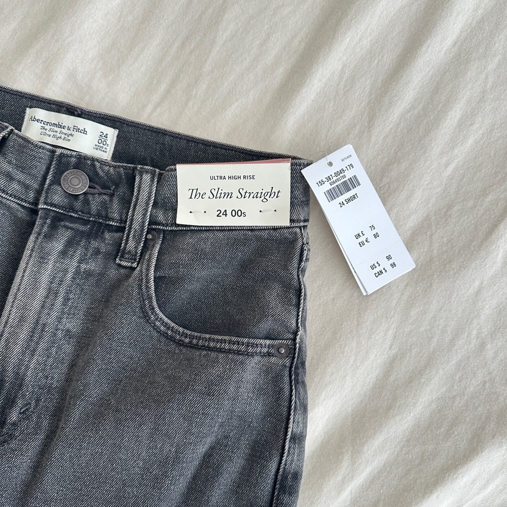 Abercrombie & Fitch Women's Slim Straight Charcoal Jeans